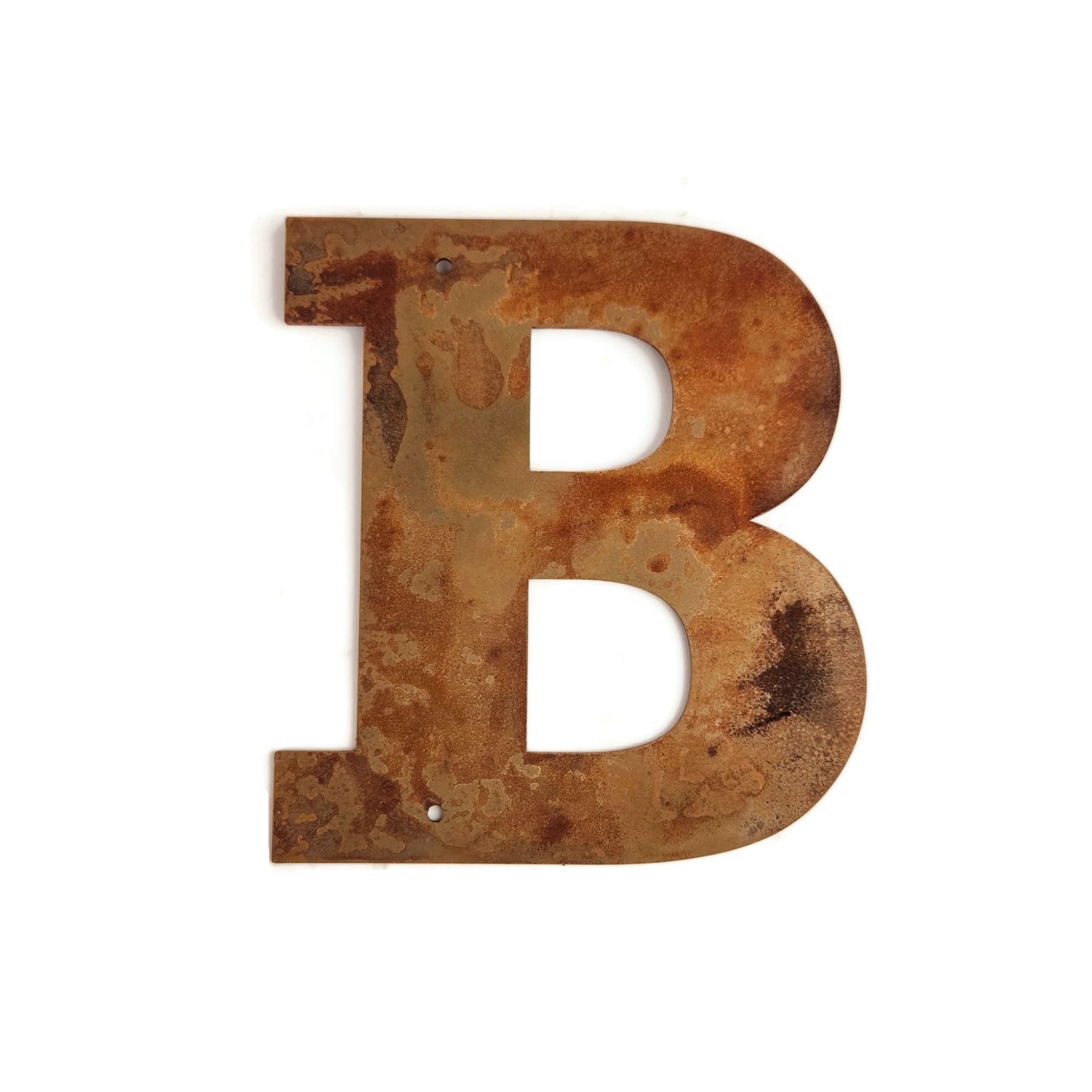 Metal Letters and Numbers Blocky Square Font 8" Tall Raw & Rust