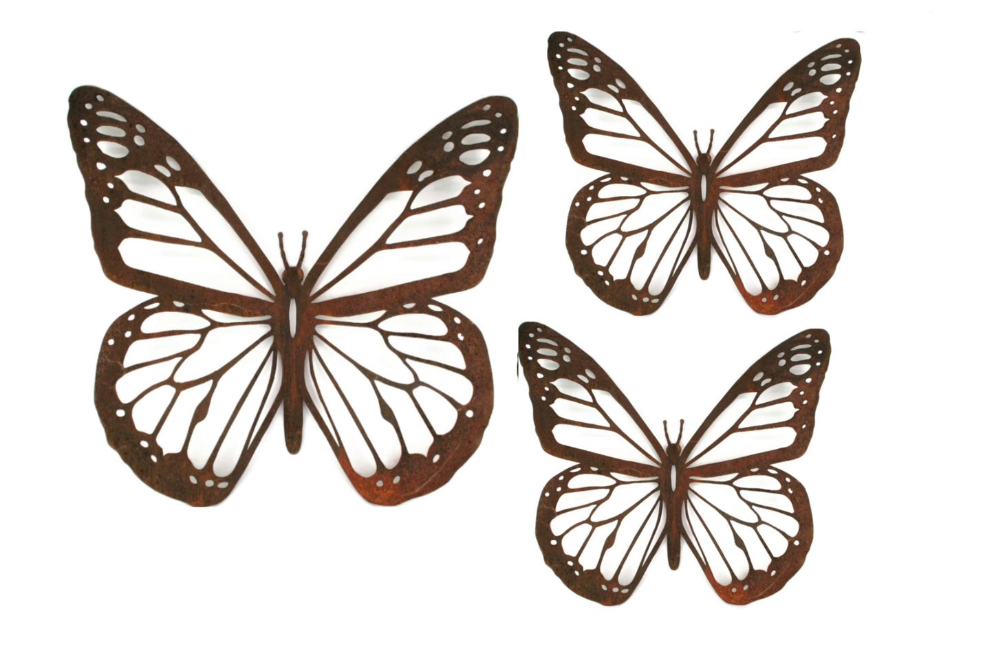 Monarch Butterfly Metal Garden Art 10 to 36" Purchase as Sets