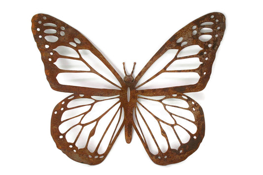 Rusty metal monarch butterfly wall art