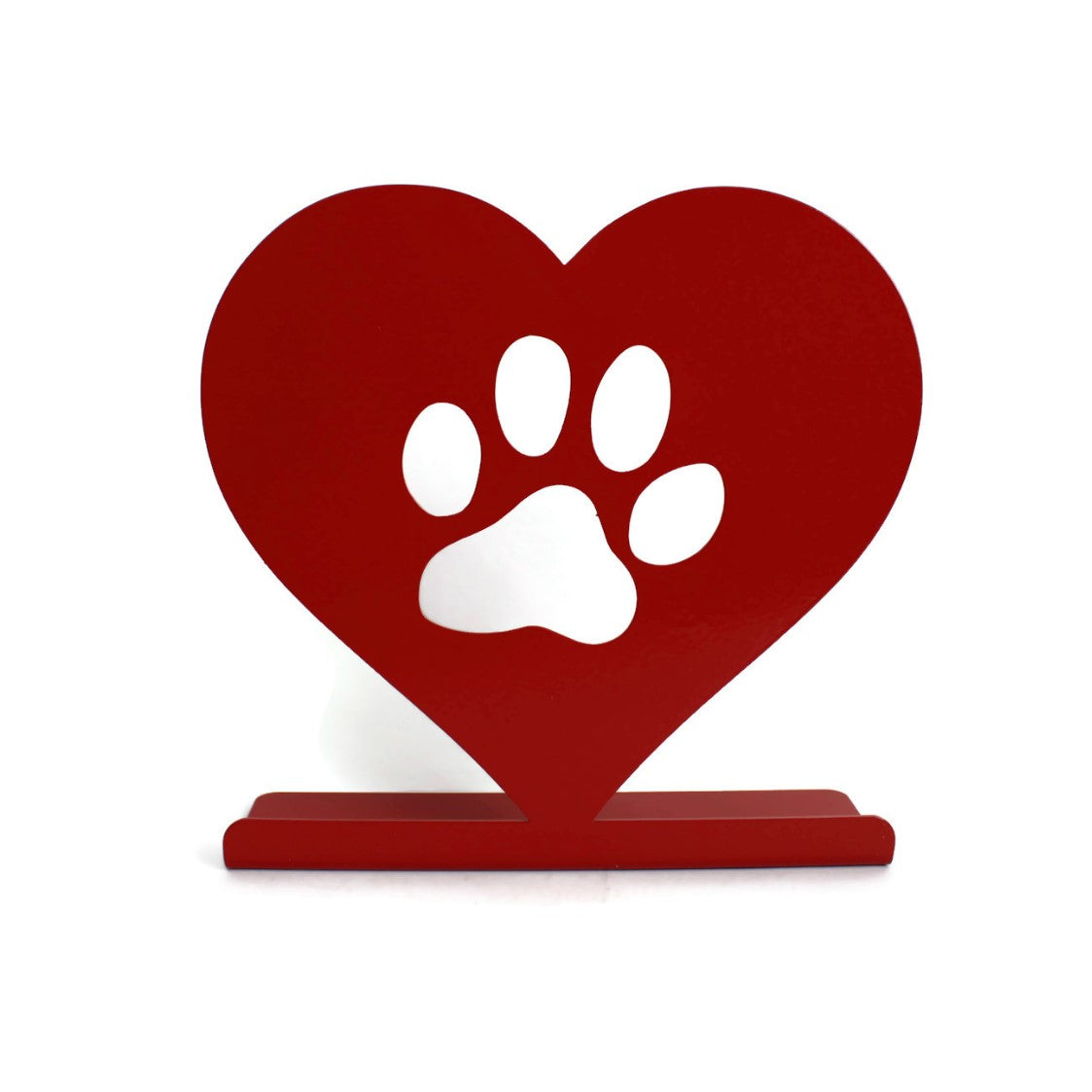 Paw Print Heart Tabletop Metal Home Decor 7 Inches Tall