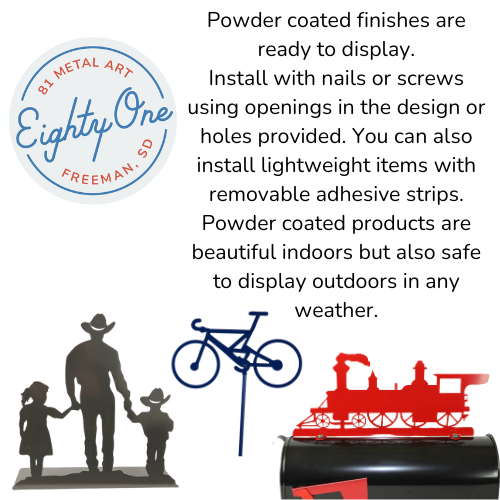 Information about powder coated metal items.