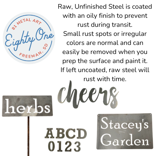 Raw steel finish information