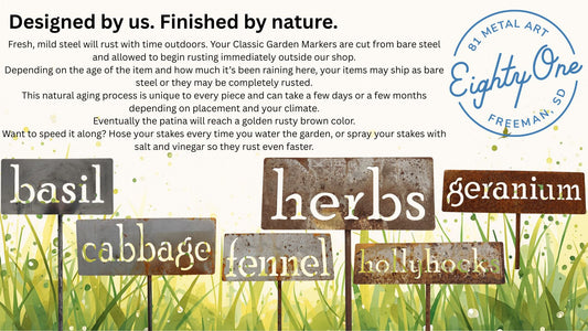 Classic Metal Garden Markers A through G for Herbs, Vegetables, Flowers and Other Plants