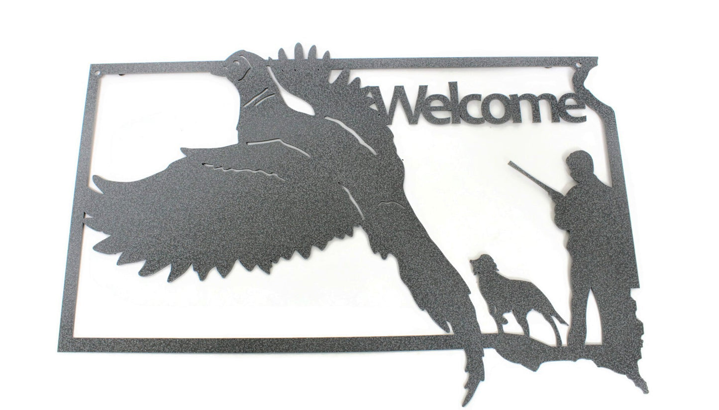 South Dakota Pheasant Hunting Metal Wall Art Sign 22 Inches Wide