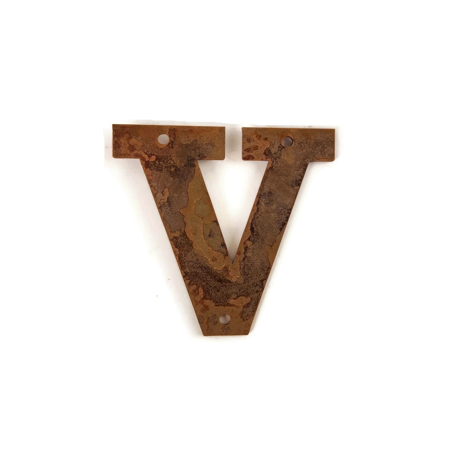 Metal Letters and Numbers Blocky Square Font 4" Tall Raw & Rust