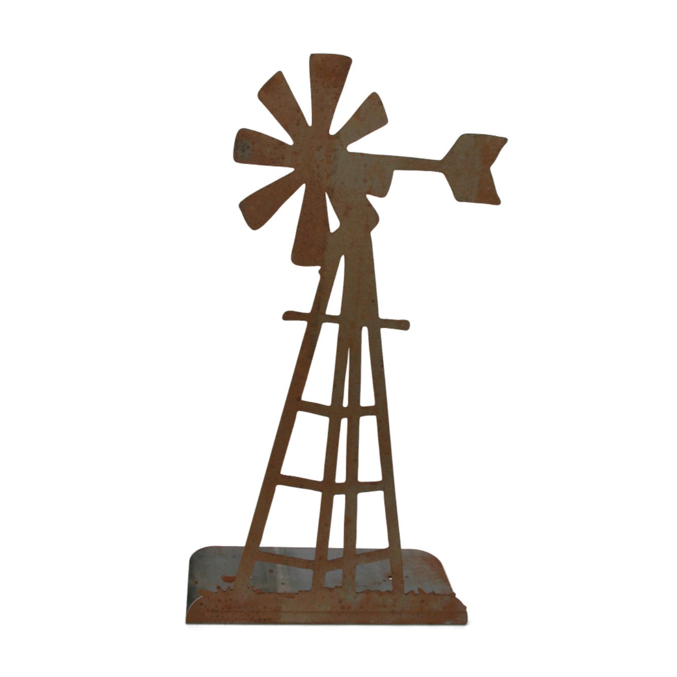 Rusty extra large metal windmill garden stake