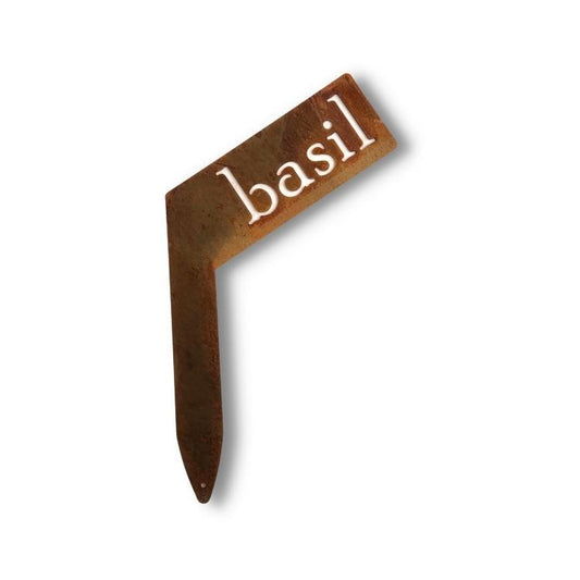 basil rusty planter size garden marker