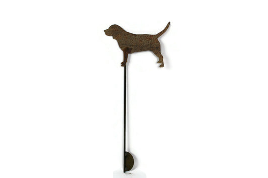 Rusty metal beagle dog-shaped garden stake