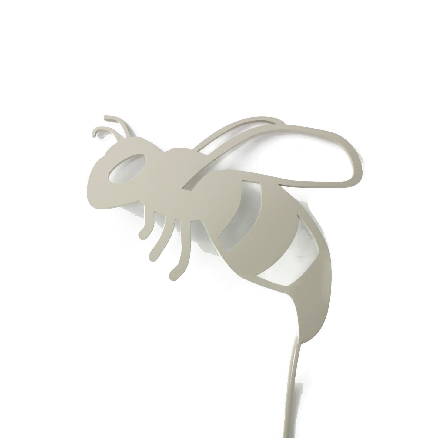 Cream powder coat metal honey bee stake