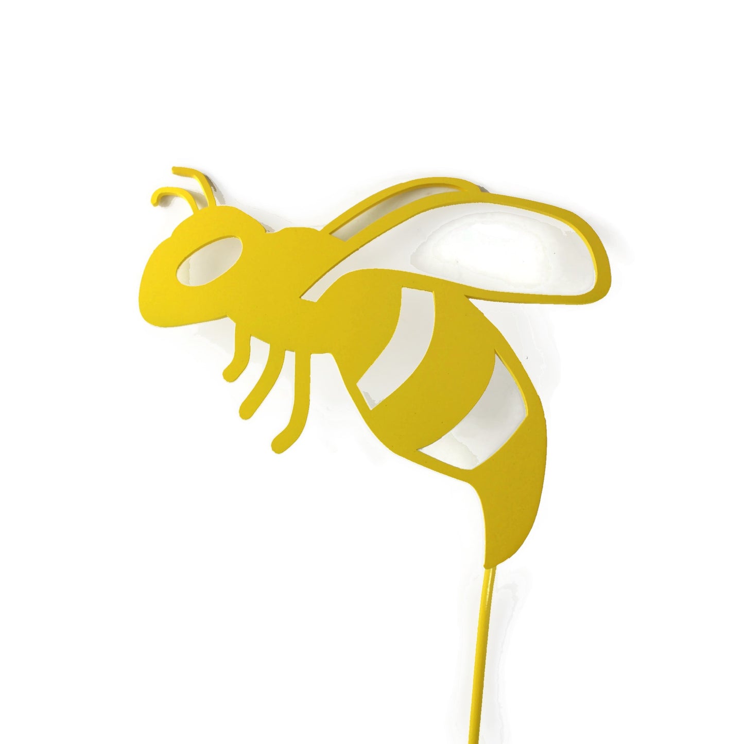 Yellow powder coat metal honey bee stake