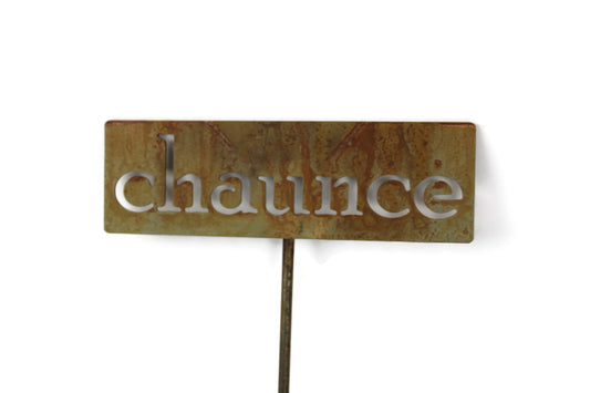 chaunce rusted garden marker stake