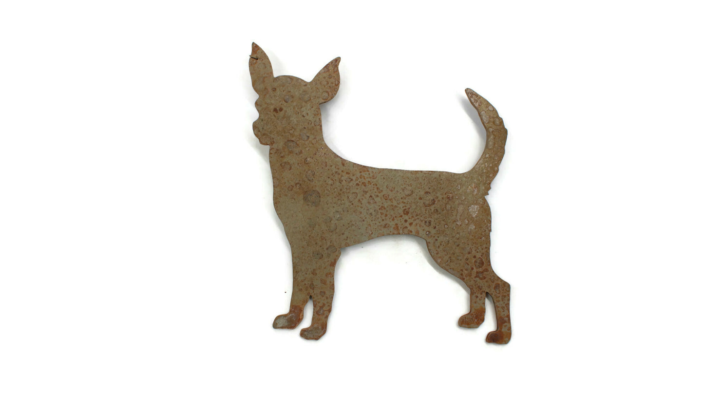 Chihuahua shape rusty metal cut out