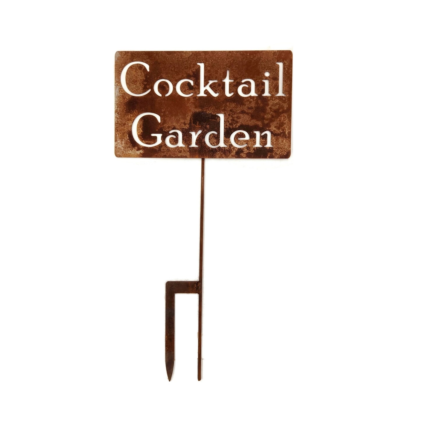 Cocktail Garden large rusty garden stake sign