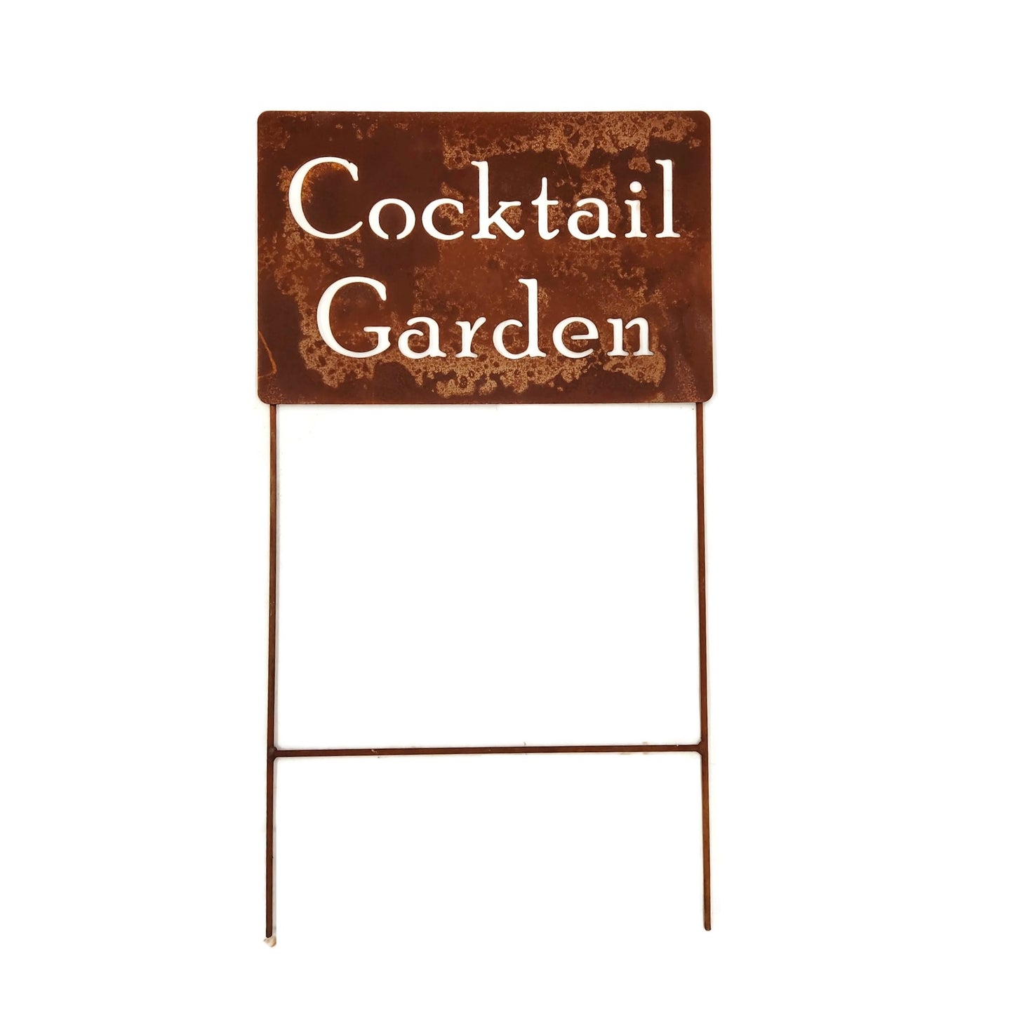 Cocktail Garden extra large rusty garden stake sign