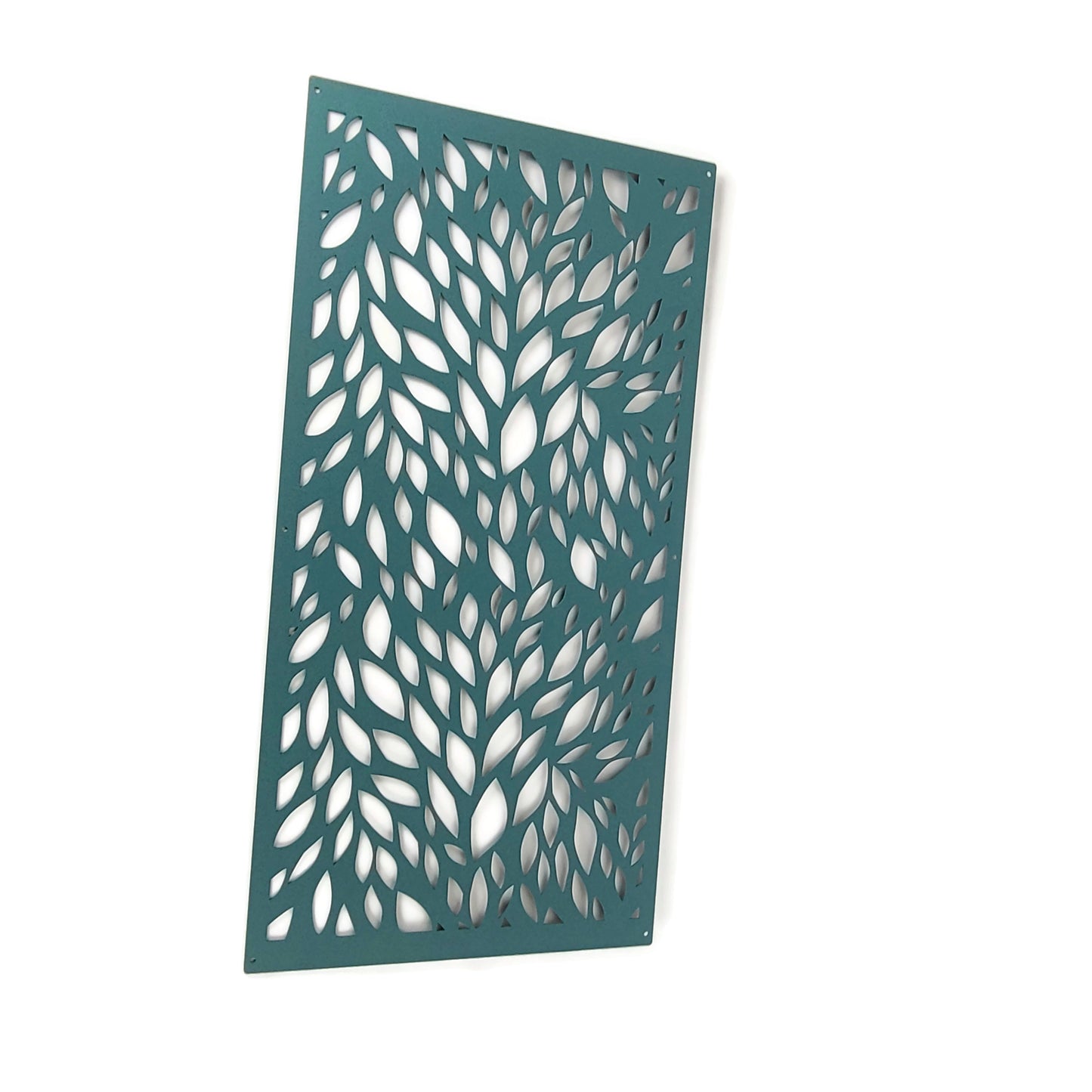 Copper patina green powder coat metal privacy screen
