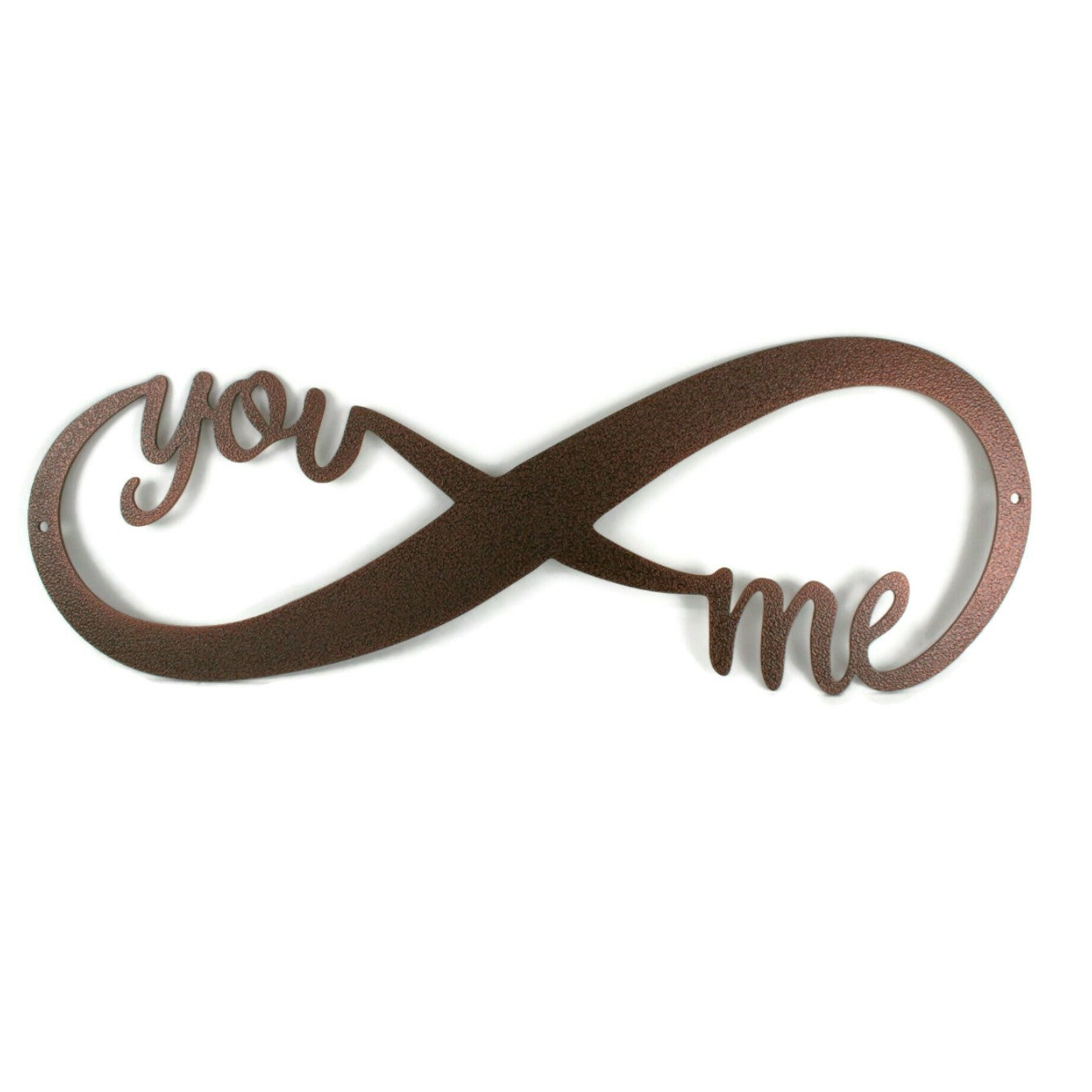 Copper powder coat infinity You Me text metal wall sign