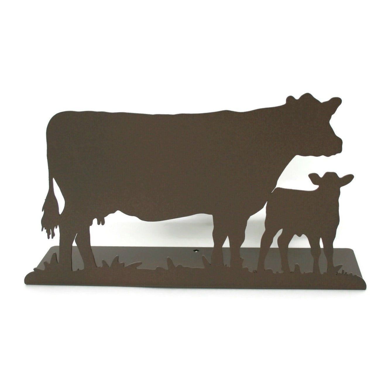 Cow and Calf Pair Tabletop Metal Home Decor 11.5 Inches Wide
