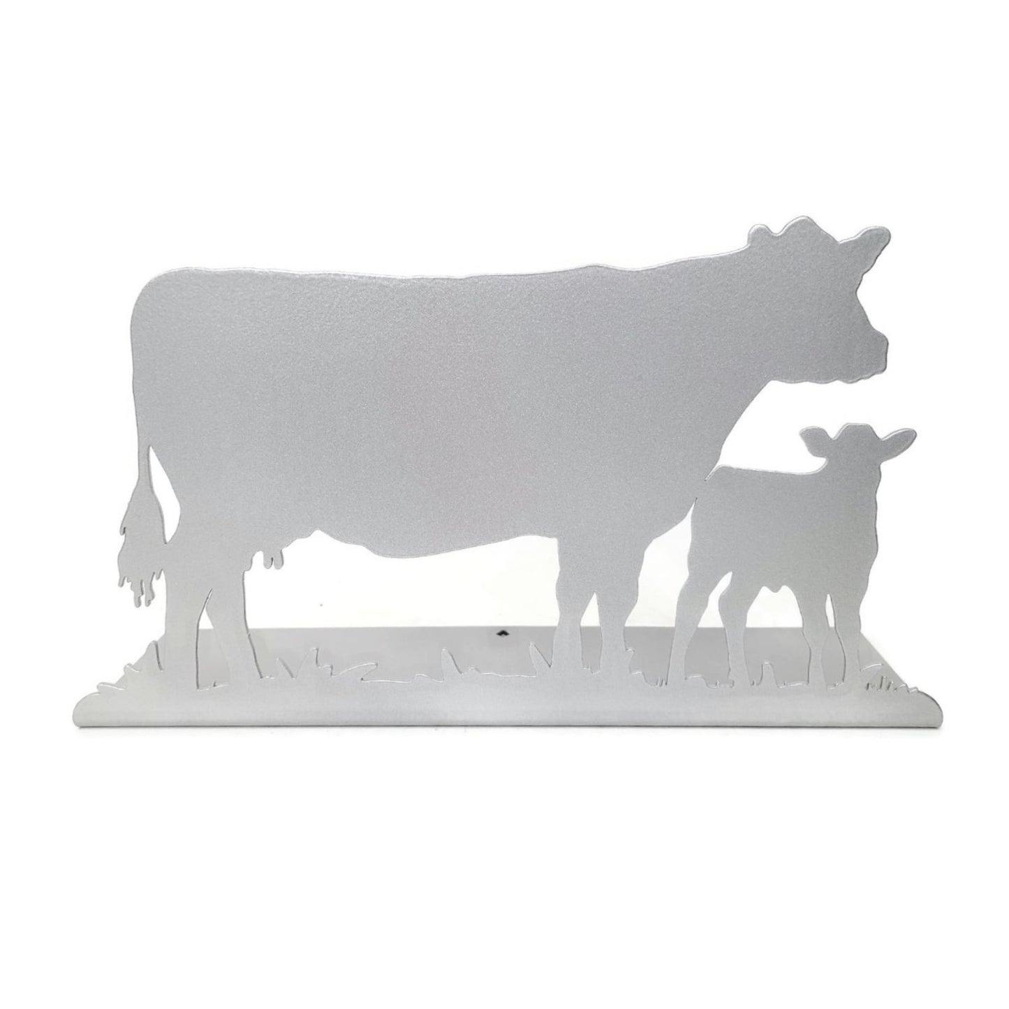Cow and Calf Pair Tabletop Metal Home Decor 11.5 Inches Wide