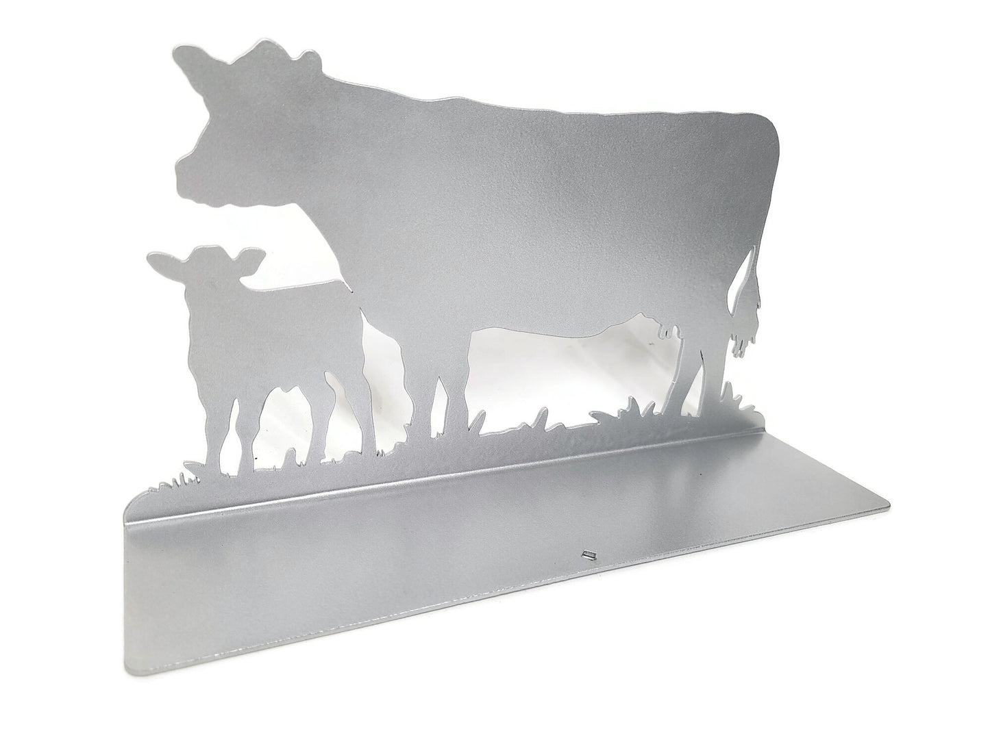 Cow and Calf Pair Tabletop Metal Home Decor 11.5 Inches Wide