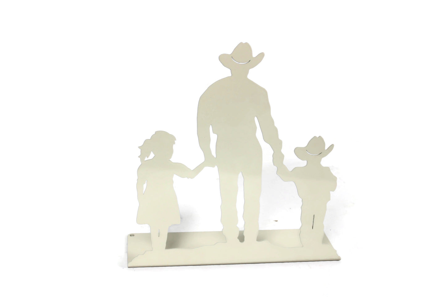Cowboy and Kids Daughter and Son Metal Free Standing Decor 10 Inches Tall