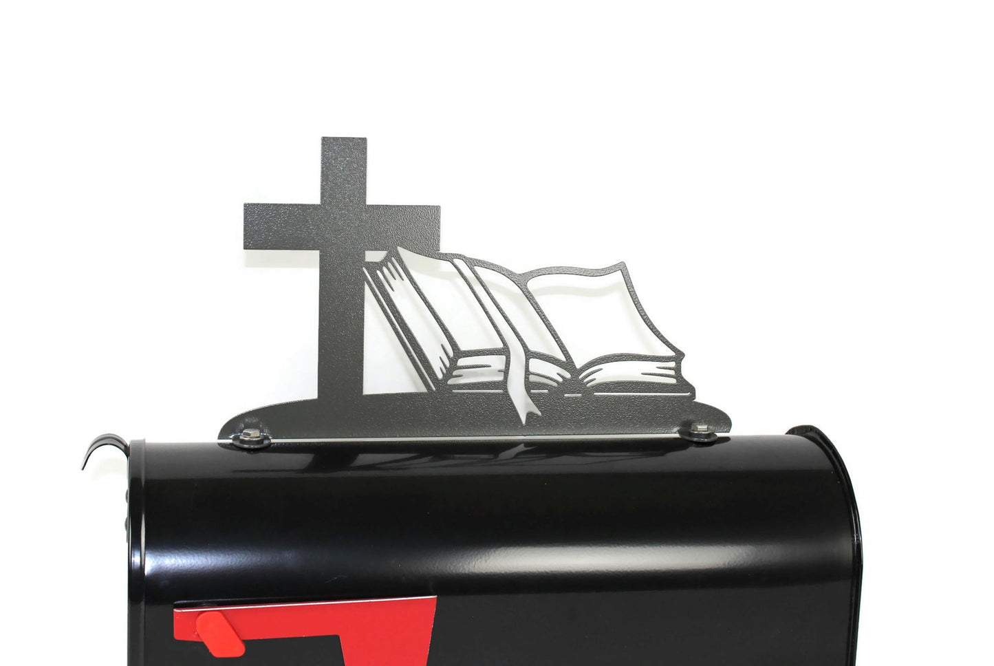 Cross and Bible Metal Mailbox Topper 8 Inches Tall - Does Not Include a Mailbox