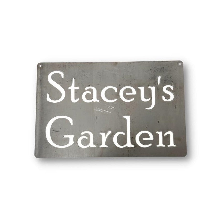 Metal Hanging Sign for Garden Custom Text 8 to 25 Inches Wide
