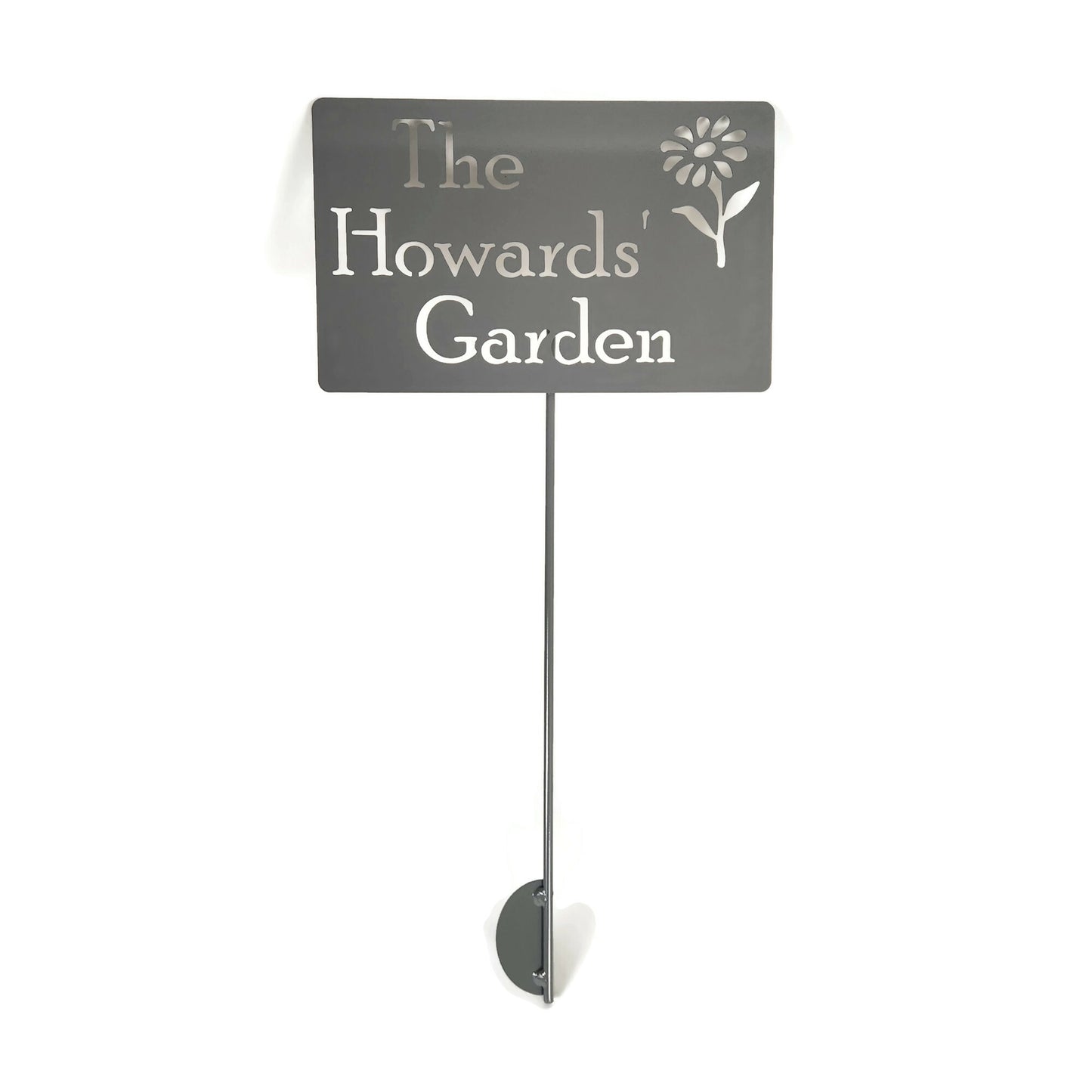 Metal Garden Stake Sign Custom Text with Flower 20 to 48 Inches Tall