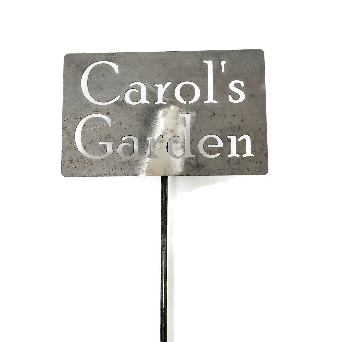 Metal Garden Marker Stake Sign Custom Text 20 to 48 Inches Tall