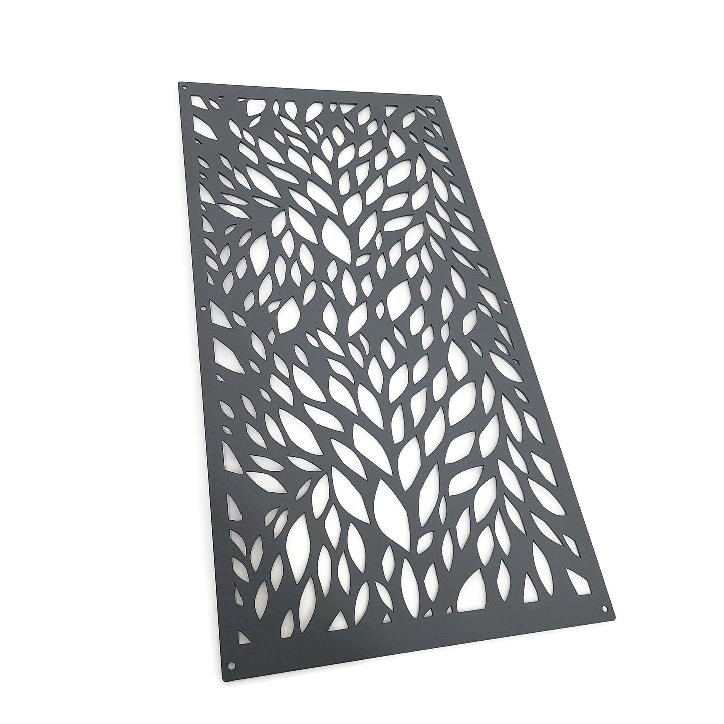 Dark gray powder coat metal privacy screen