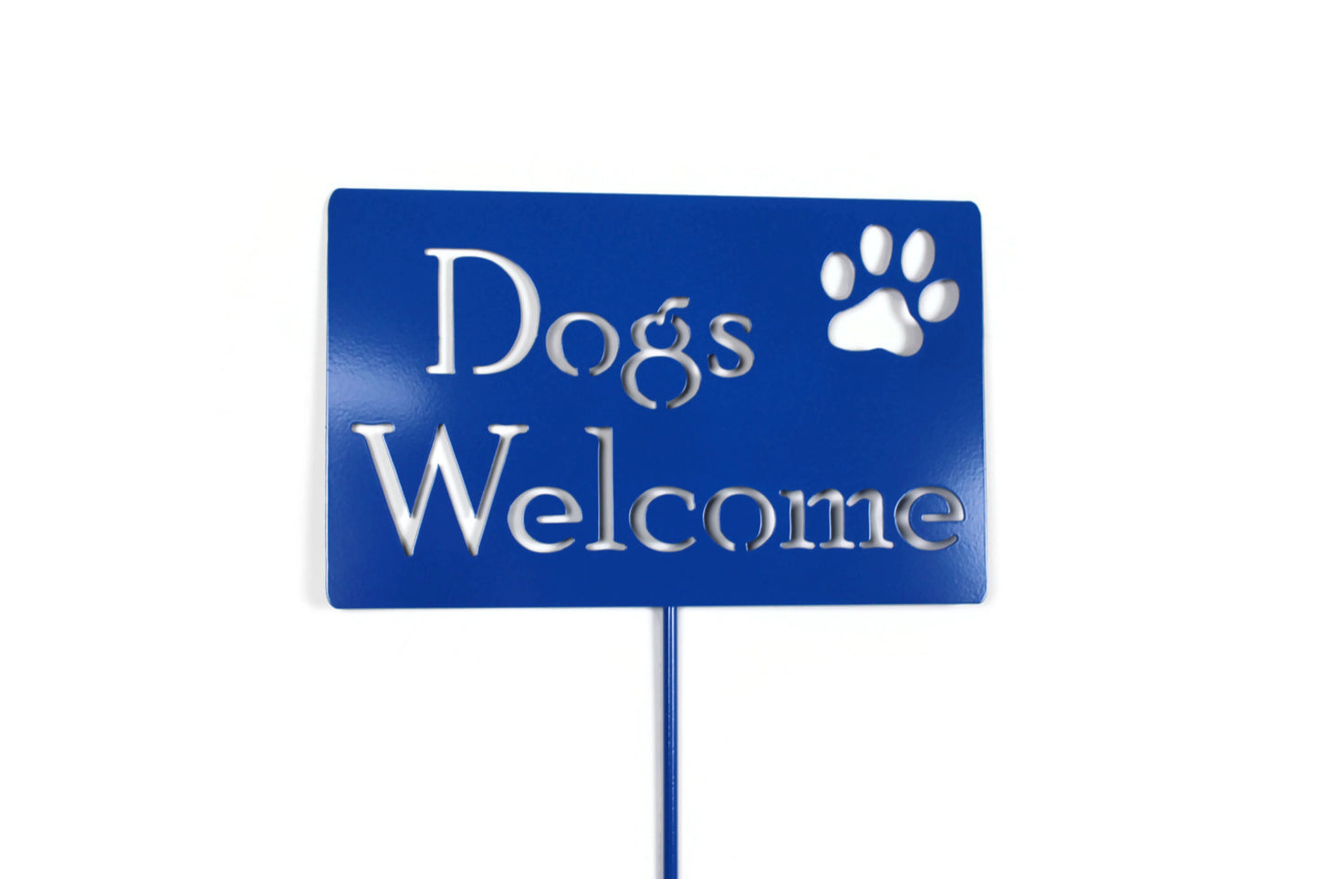 Dogs Welcome Metal Yard Sign 20 to 48 Inches Tall