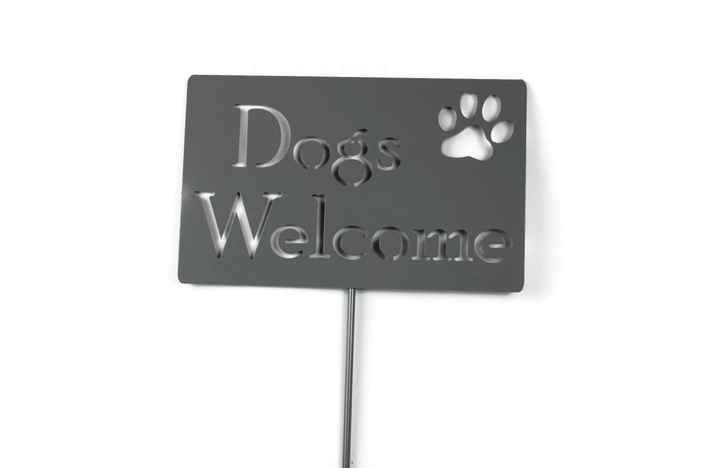 Dogs Welcome Metal Yard Sign 20 to 48 Inches Tall