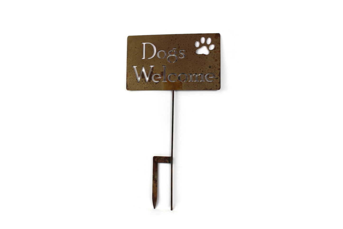 Dogs Welcome Metal Yard Sign 20 to 48 Inches Tall