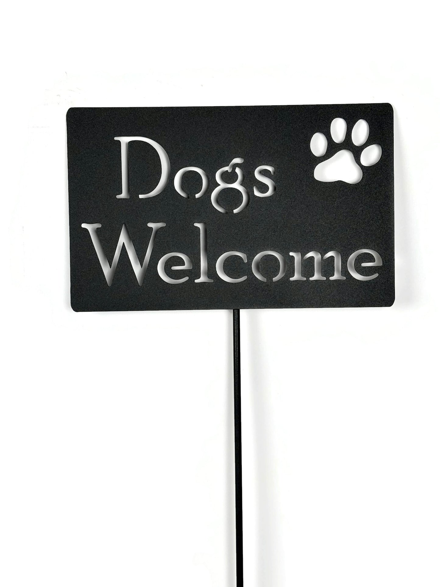 Dogs Welcome Metal Yard Sign 20 to 48 Inches Tall