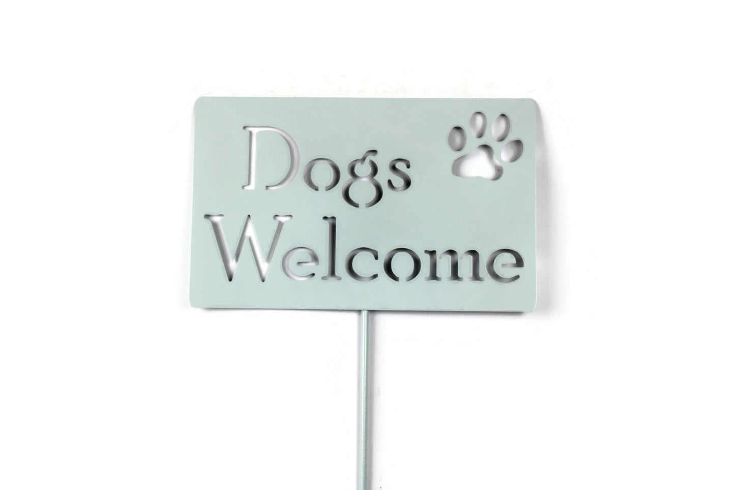 Dogs Welcome Metal Yard Sign 20 to 48 Inches Tall