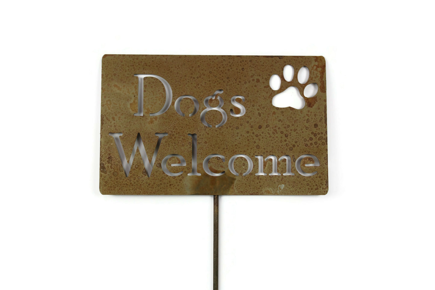 Dogs Welcome Metal Yard Sign 20 to 48 Inches Tall