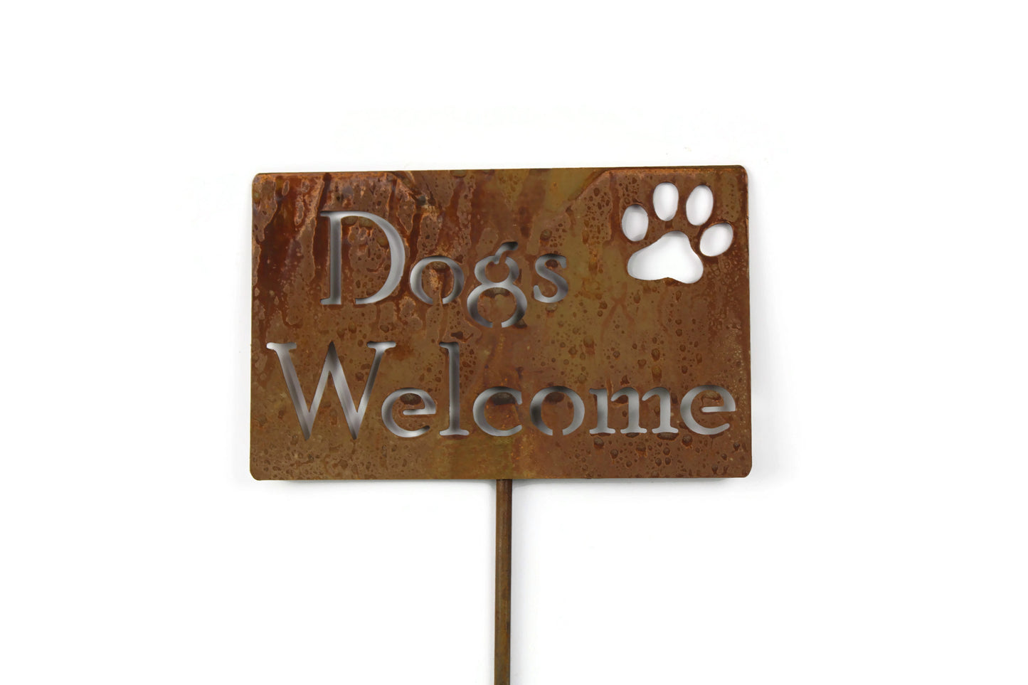 Dogs Welcome Metal Yard Sign 20 to 48 Inches Tall