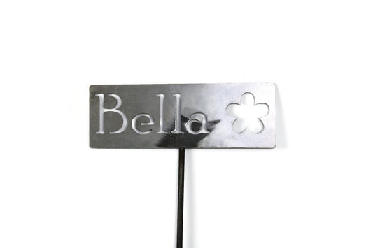 Classic Metal Garden Markers Memorial Sign with Flower Outline 19 Inches Tall