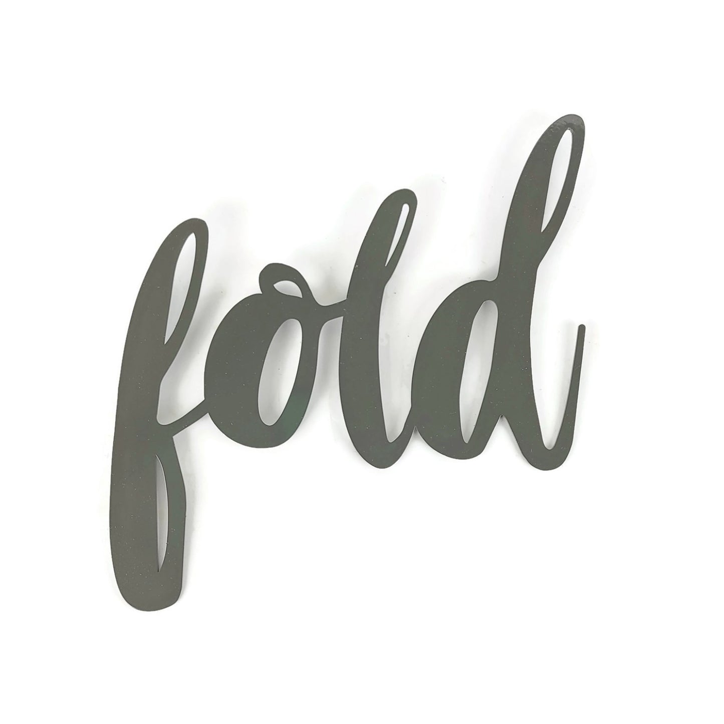 fold metal script word sign in bronze charcoal powder coat