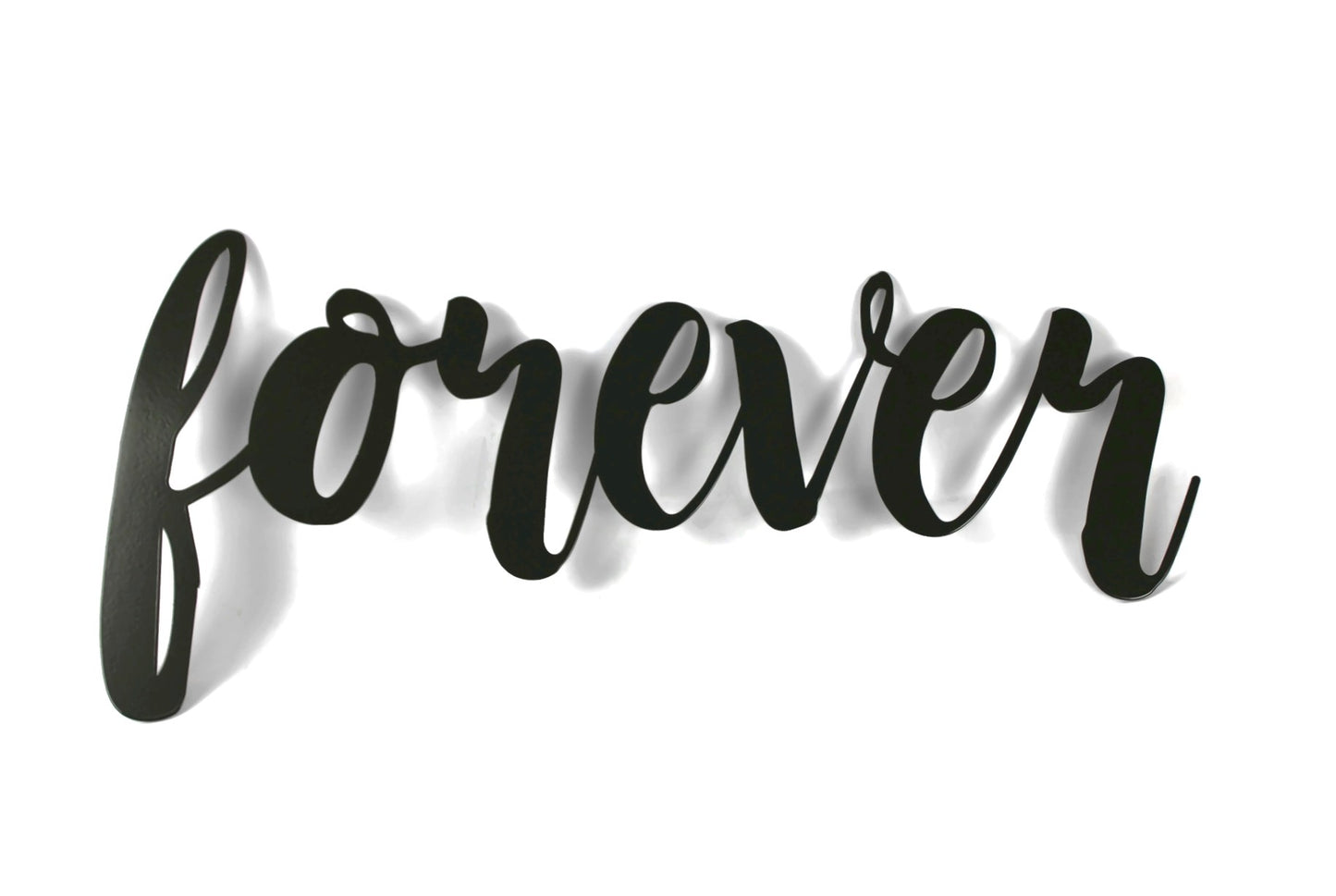 forever metal script word sign in bronze charcoal powder coat