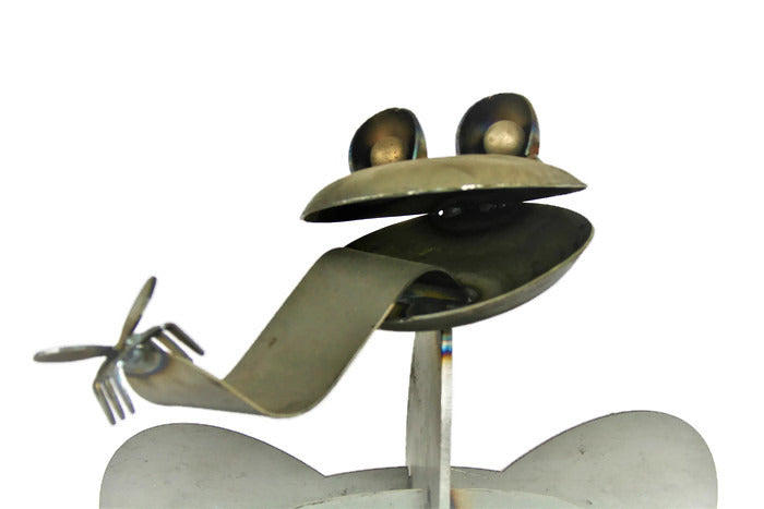 Giant Metal Frog Statue Sculpture 20 Inches Tall 3D One of a Kind