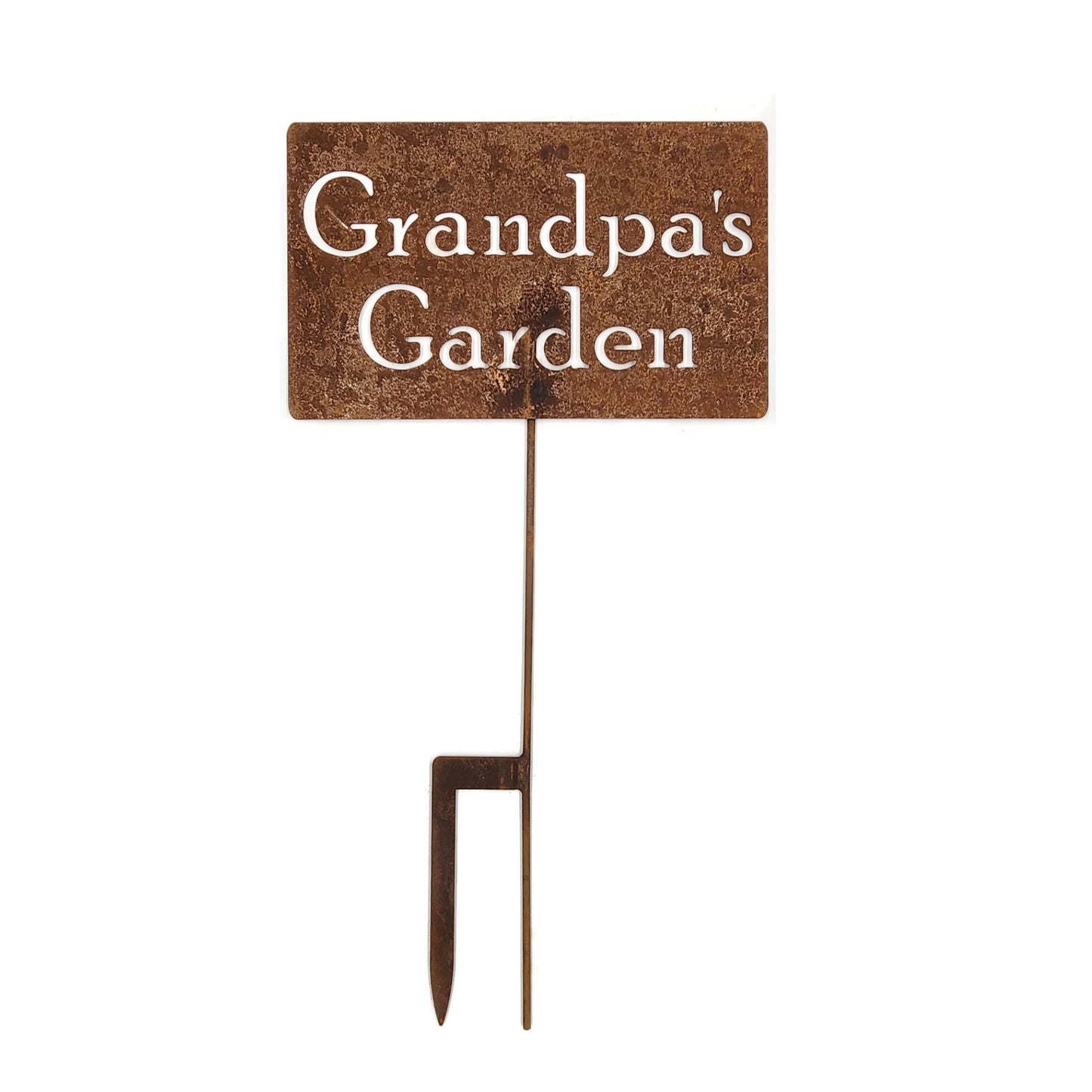 Grandpa's Garden large rusty garden stake sign