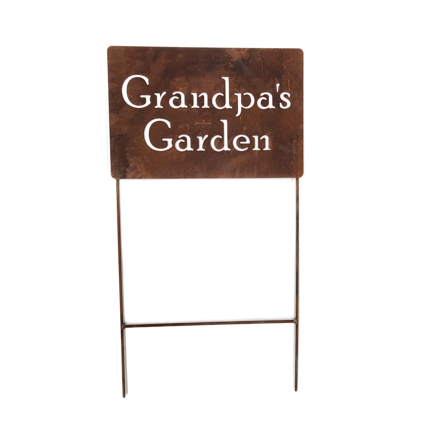 Grandpa's Garden extra large rusty garden stake sign