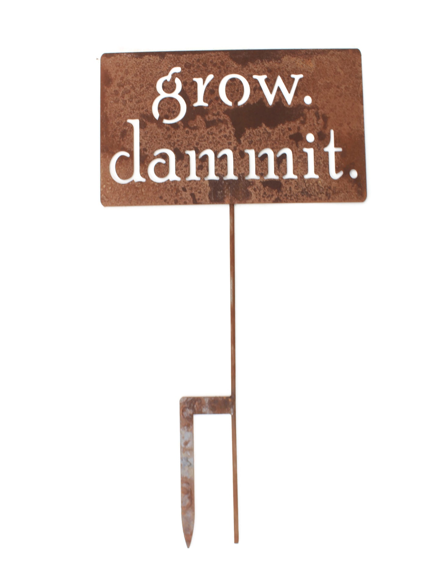 grow. dammit. Metal Garden Marker Stake Sign 20 to 28 Inches Tall