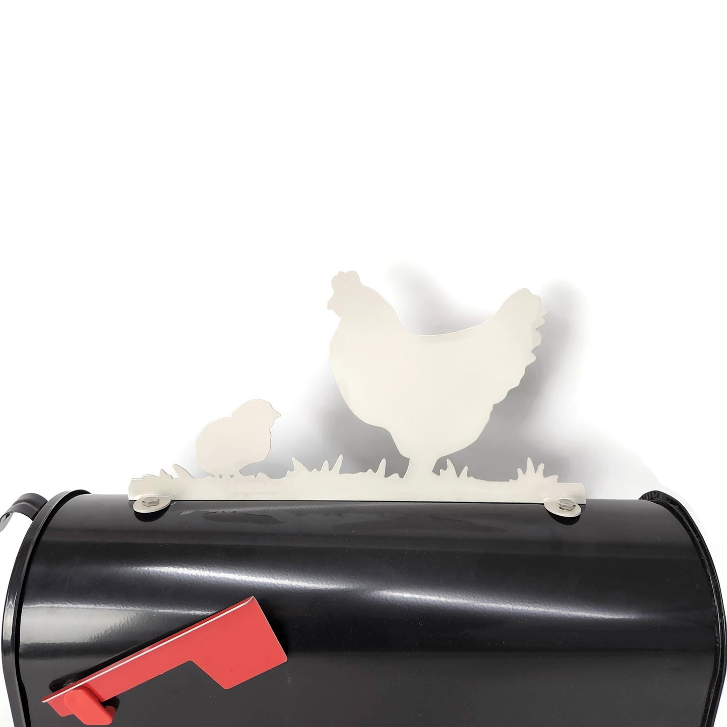 Hen and Chick Metal Mailbox Topper 7.25 Inches Tall - Does Not Include a Mailbox