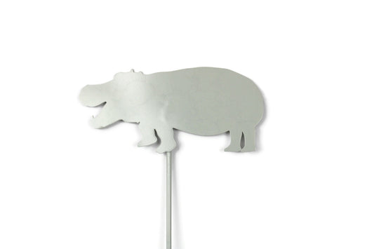Hippo Hippopotamus Metal Garden Stake 21 Inches Tall