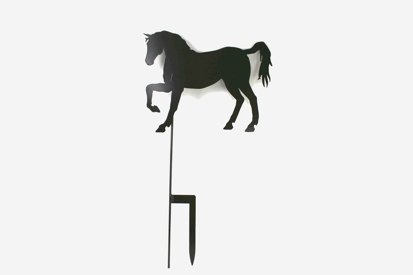 Prancing horse dark gray powder coat metal garden stake