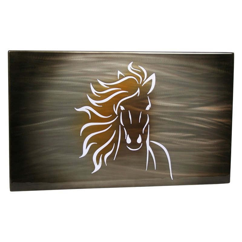 Running horse face silhouette with LED backlighting