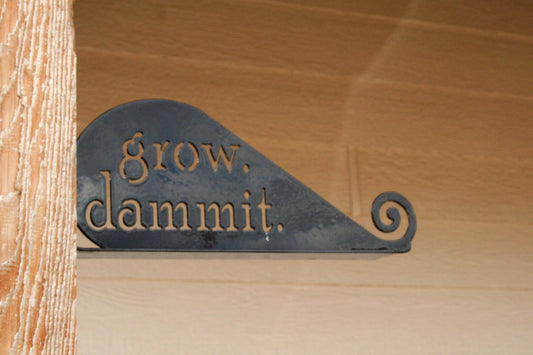 Starry night black powder coat Grow Dammit metal hook on a column