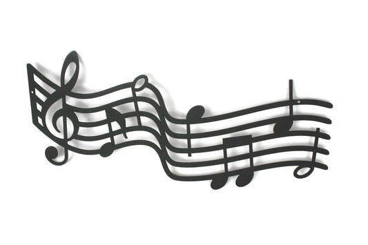 Black powder coat metal music staff wall sign