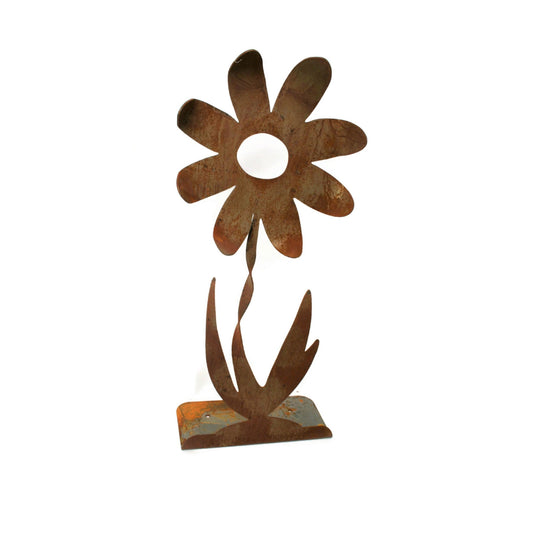 Giant rusty twisty daisy garden stake